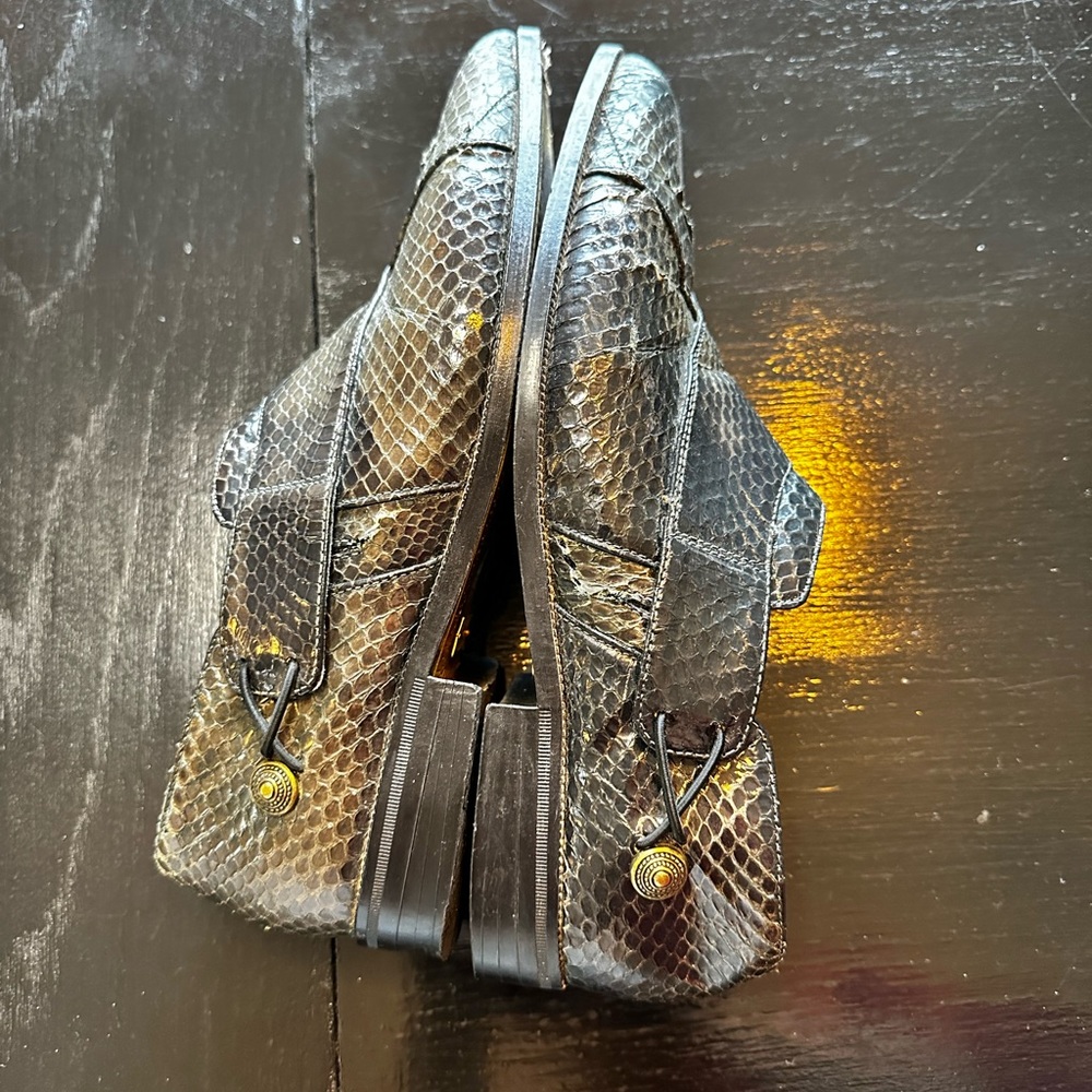 Vintage Giorgio Brutini 8 1/2 Green Genuine Snakeskin Shoes - Picture 6 of 15